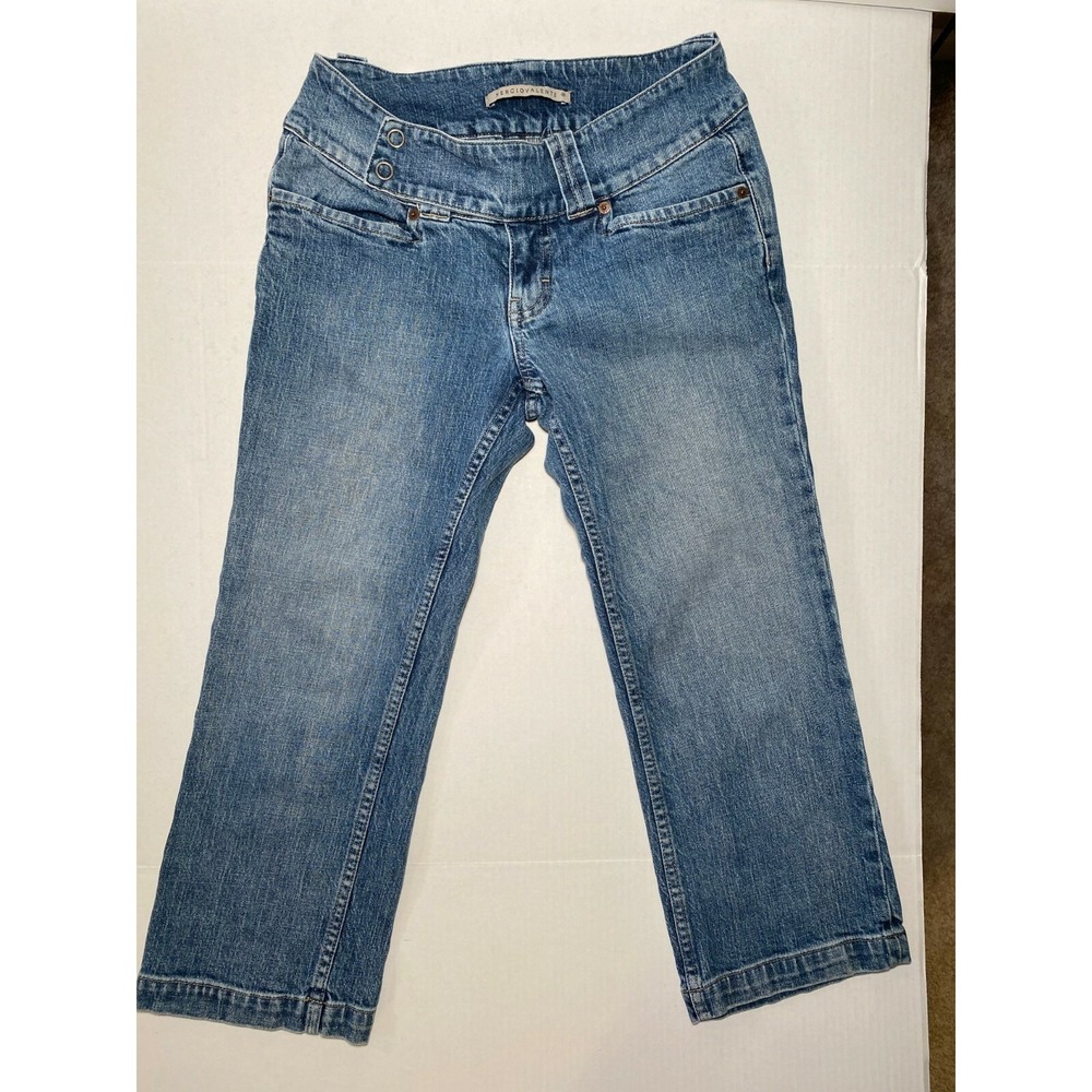 Sergio Valente Jeans Vintage 1990's Low Rise Cropped Ankle Blue Denim Sz 28